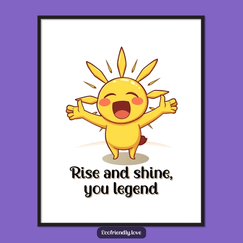 Free Printable Wall Art: Funny Sunny Yawn Character, Relaxed Downloadable Art for Sunny Spaces