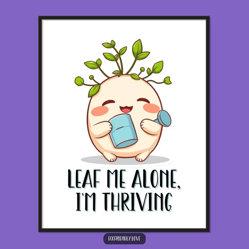 Free Printable Wall Art: Giggling Sprout Watering, Funny Downloadable Home Decor!