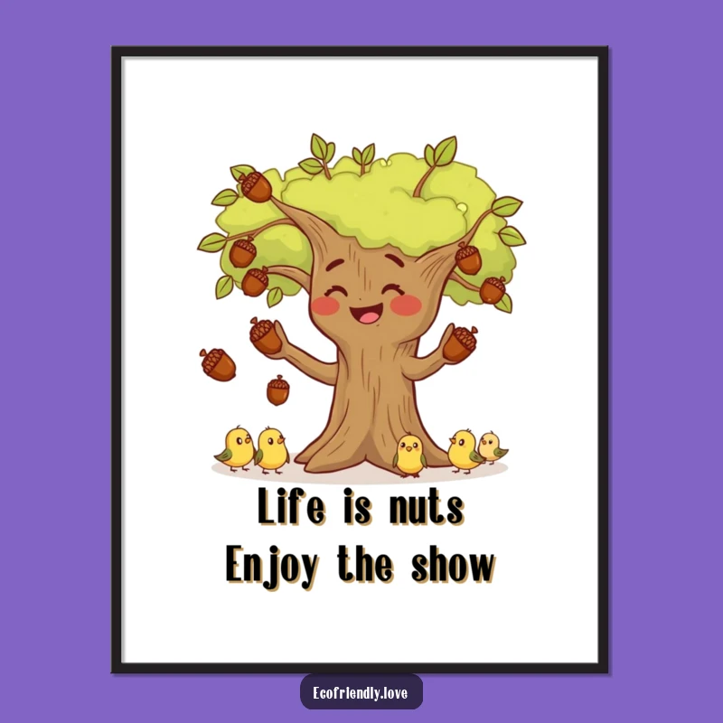 Free Printable Wall Art: Juggling Tree Whimsical Funny Decor Download