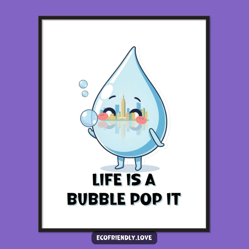 Free Printable Wall Art: Water Droplet City Bubble Whimsical Decor