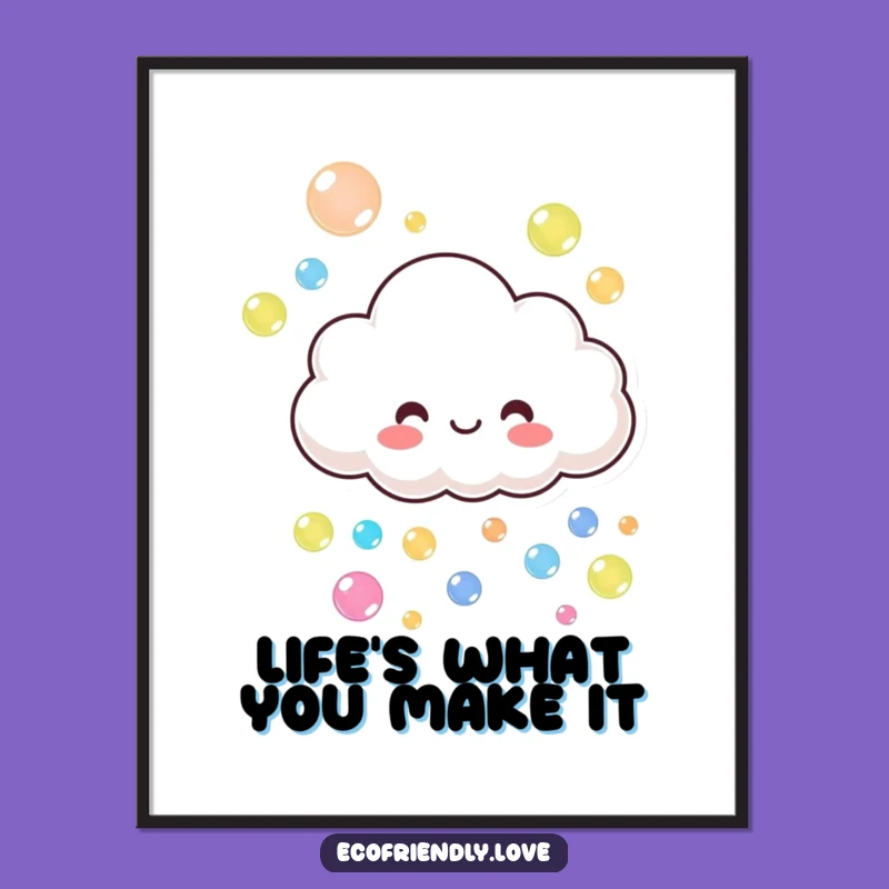 Funny Free Printable Wall Art: Bubble Cloud, Whimsical Downloadable Decor for Cheerful Spaces