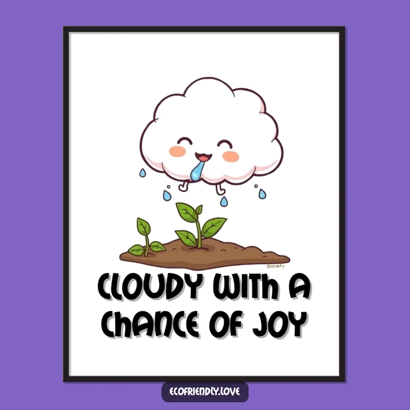 Funny Free Printable Wall Art: Giggling Cloud Waters Plant, Whimsical Downloadable Art!