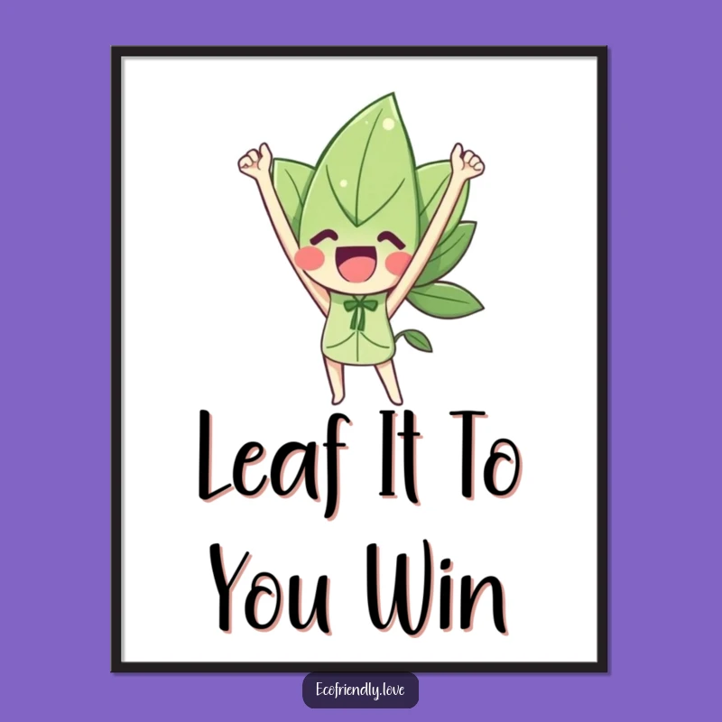 Funny Free Printable Wall Art: Triumphant Leaf Character for Vibrant, Uplifting Decor