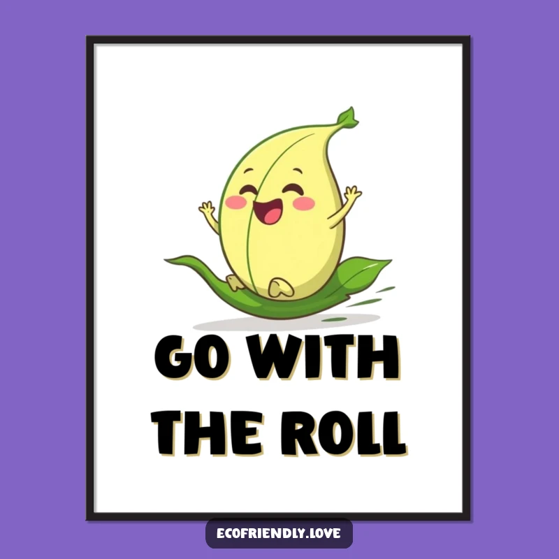 Free Printable Wall Art: Happy Leaf Rolling Downhill Funny Downloadable Art