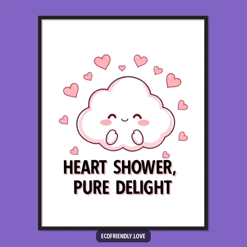 Free Printable Wall Art: Funny Cloud Raining Hearts - Humorous Downloadable Decor