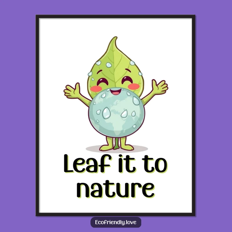 Funny Free Printable Wall Art: Leaf Hugging Globe, Earthy Downloadable Art!