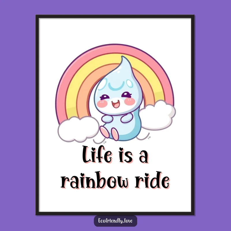 Free Printable Rainbow Dewdrop Wall Art: Hilarious Sliding Character for Joyful Home Decor