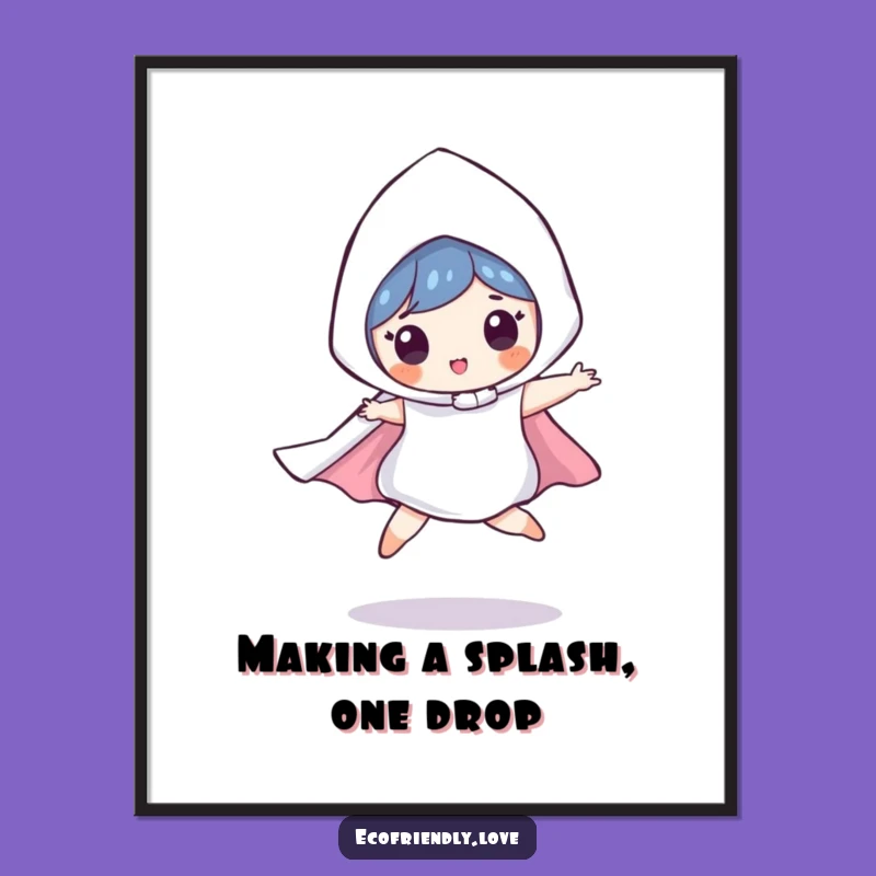 Funny Free Printable Wall Art: Leaping Raindrop - Whimsical Decor Download!