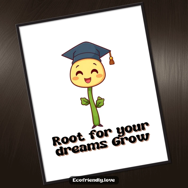 Funny Free Printable Wall Art: Proud sprout character wearing a graduation cap, symbolizing achievement.