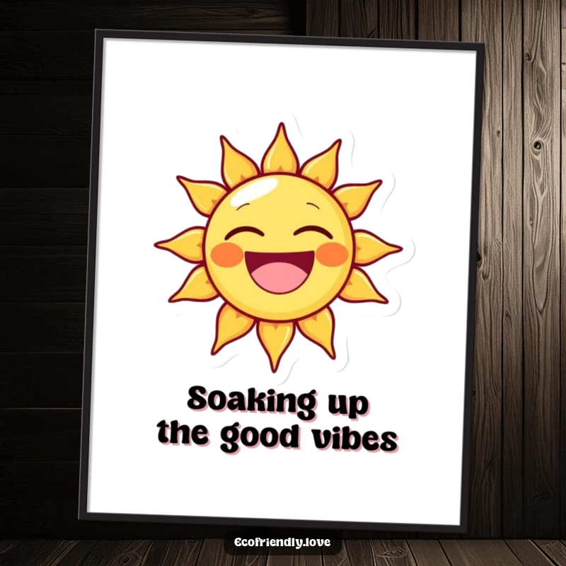 Funny Free Printable Wall Art showcasing a sun character with a massive, happy grin, bringing bright energy to any room.