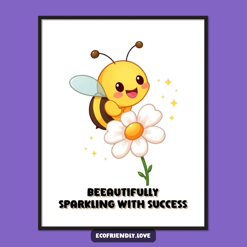 Sparkling Bee Art: Free Printable Wall Decor, Magical Buzzing Downloadable Art