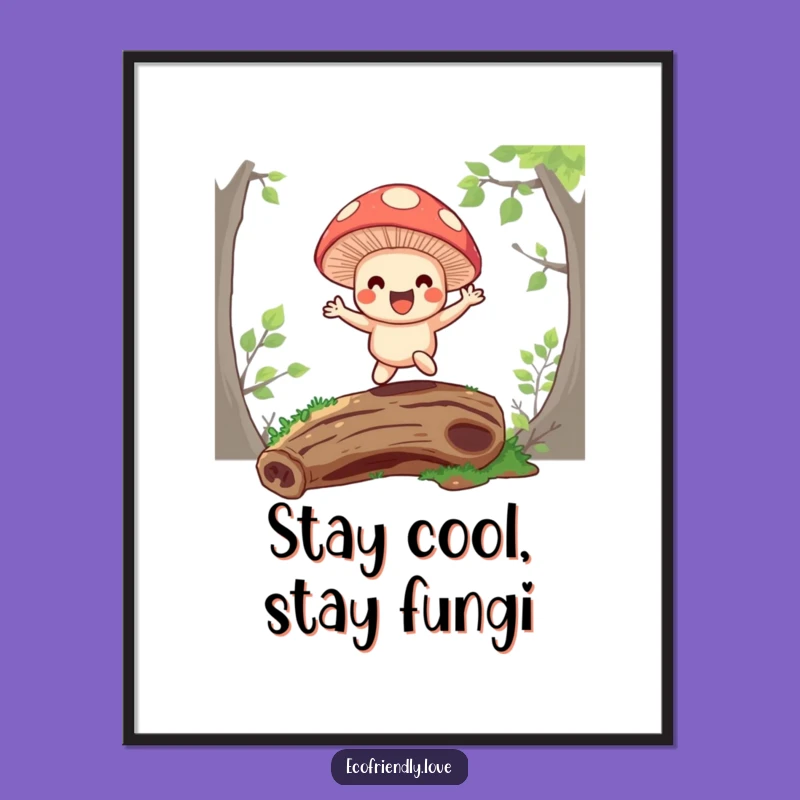 Funny Free Printable Wall Art: Bouncing Mushroom, Quirky Downloadable Art for Whimsical Decor