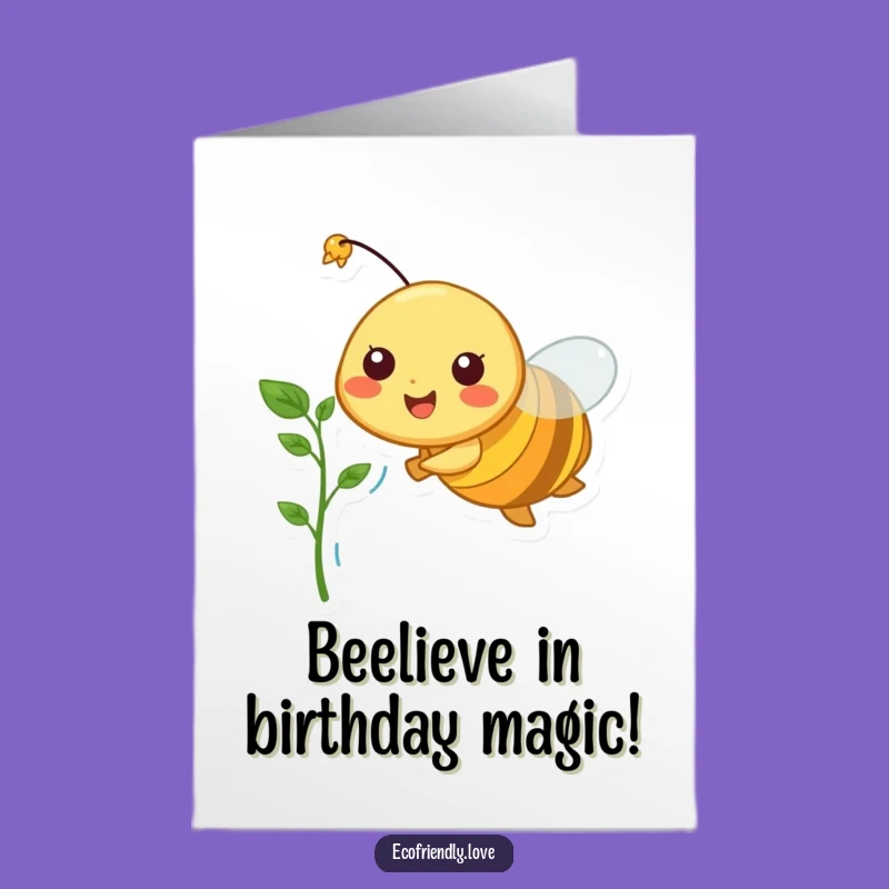 Free Printable Birthday Card: Cheerful Bee Sprinkling Growth Funny Downloadable Gift