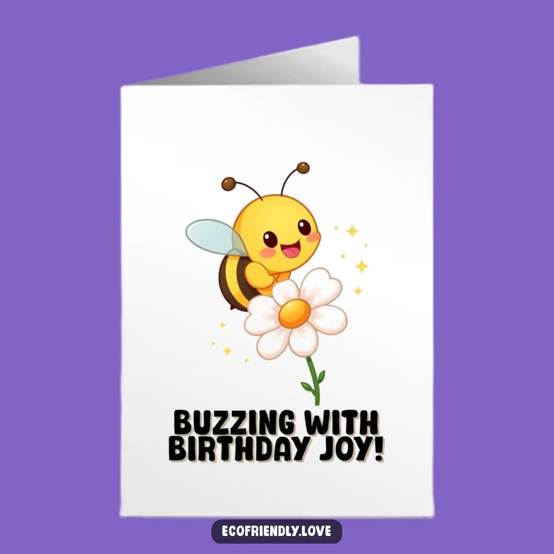 Free Printable Birthday Card: Sparkling Bee, Happy Flower, Magical Downloadable Gift