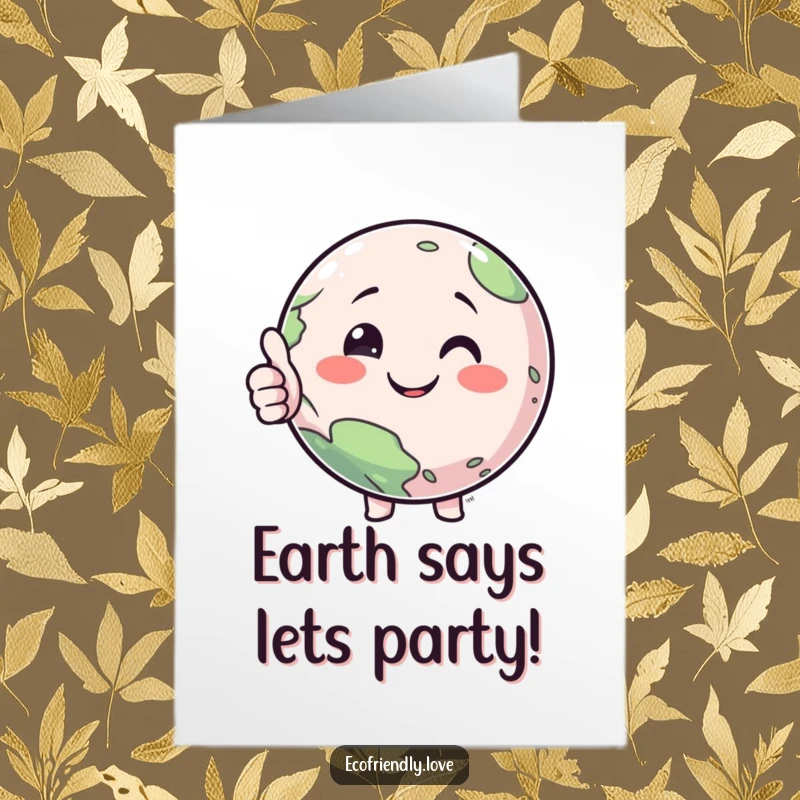 Funny Free Printable Birthday Card: Smiling planet character giving a thumbs up with a cheerful expression, ready to party.