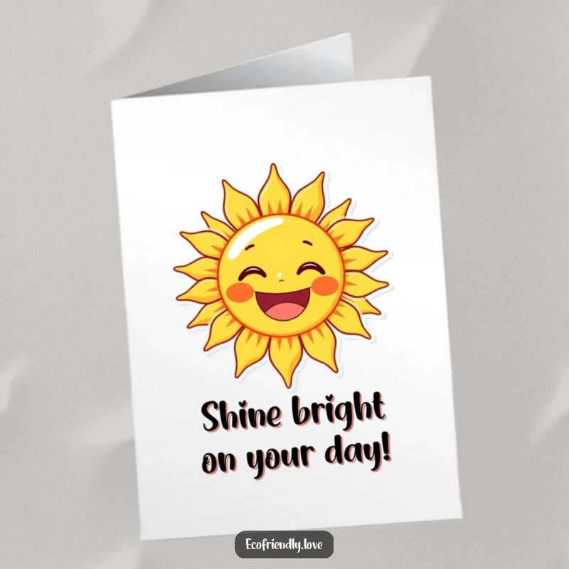 Funny Free Printable Birthday Card: Sun character beaming with a wide, delighted grin, cheerful and funny downloadable art.