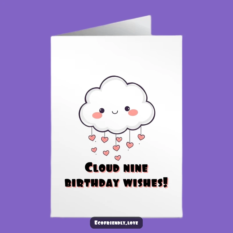 Free Printable Birthday Card: Cloud Raining Hearts Funny Downloadable Gift