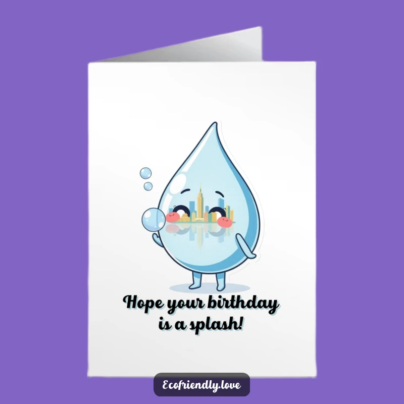 Free Printable Birthday Card: Water Droplet City Bubble Funny Gift