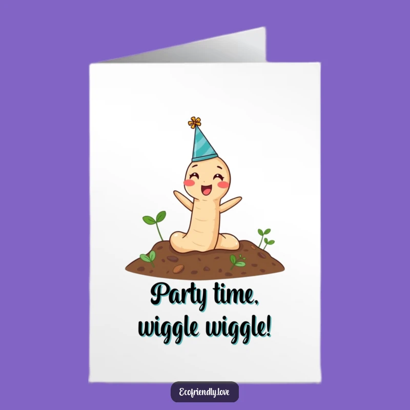 Free Printable Earthworm Birthday Card: Party Hat Worm for a Hilarious Celebration