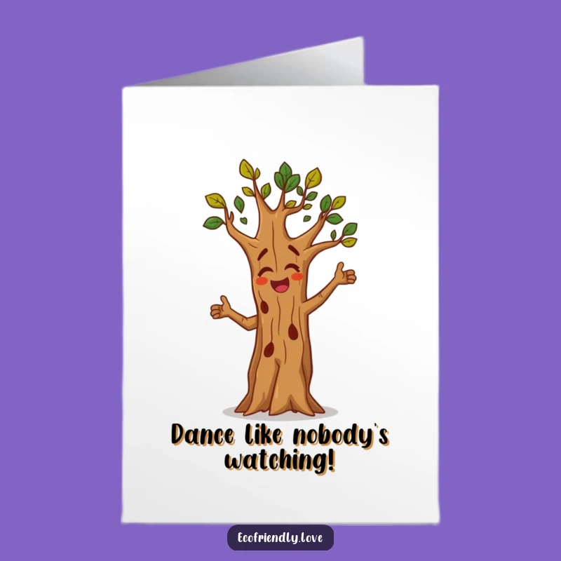 Free Printable Funny Birthday Card: Dancing Tree's Joyful Moves, Downloadable Party Gift