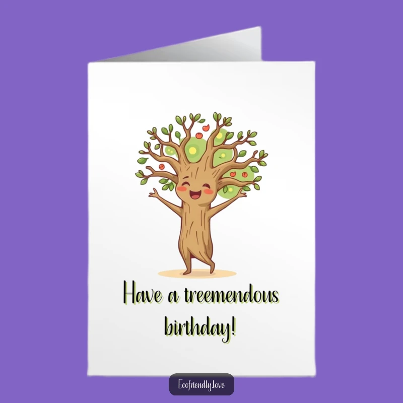 Free Printable Tree Birthday Card: Dancing Branches Funny Downloadable Greeting For Joyful Celebrations