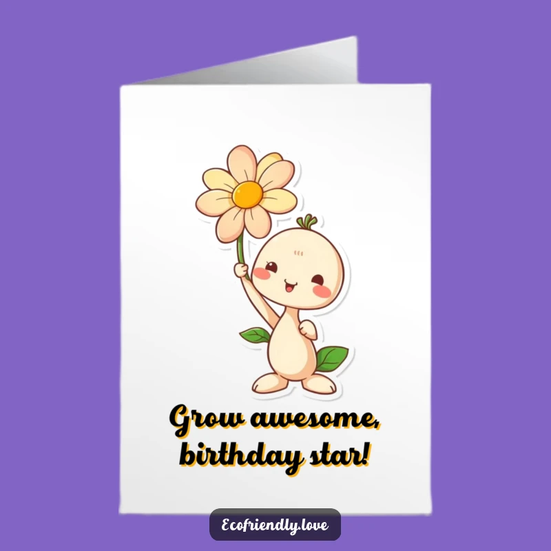 Free Printable Birthday Card: Growing Flower Seedling - Joyful Downloadable & DIY Gift