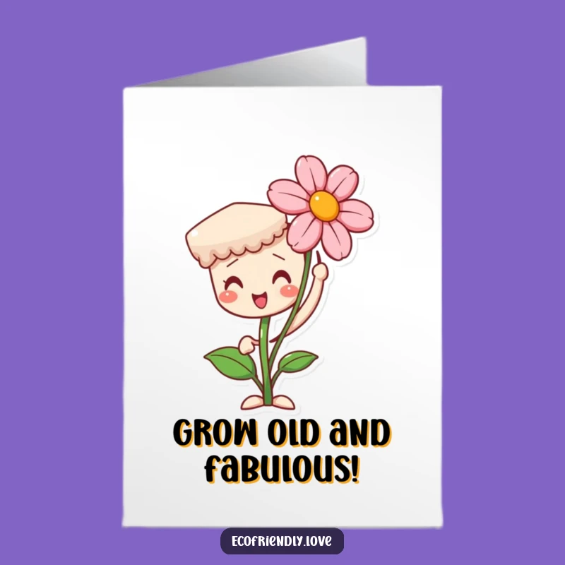 Free Printable Funny Birthday Card: Blooming Flower Seedling, Downloadable Growth Gift