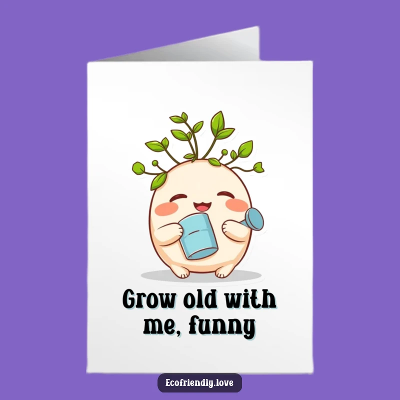 Free Printable Birthday Card: Giggling Sprout Watering Fun, Downloadable Smile!