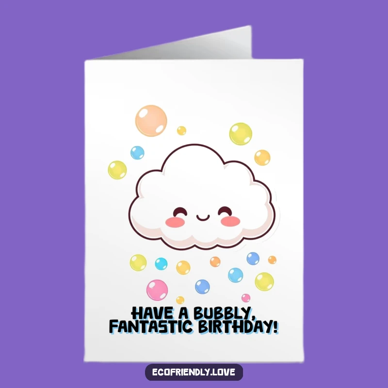 Free Printable Birthday Card: Bubble Cloud, Funny Downloadable Gift for a Joyful Celebration