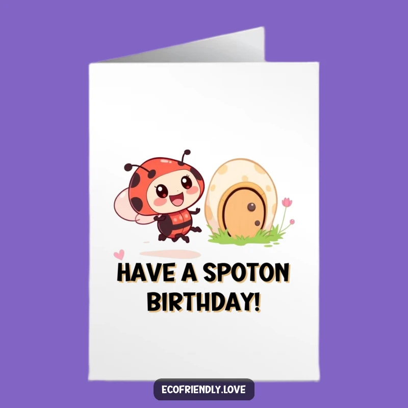 Free Printable Birthday Card: Zooming Ladybug, Happy Mushroom House, Fun Downloadable Gift
