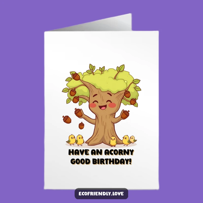 Free Printable Birthday Card: Juggling Tree Funny Nature Gift Downloadable