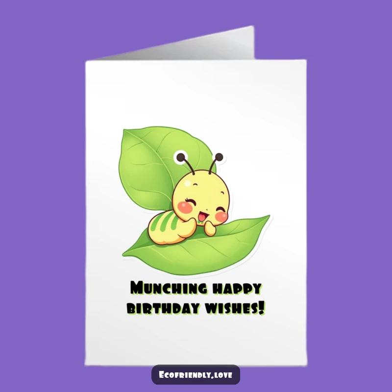 Free Printable Birthday Card: Giddy Caterpillar Enjoys Leafy Wishes