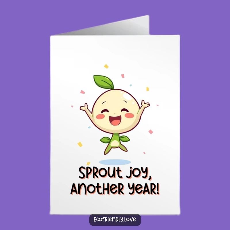 Free Printable Sprout Birthday Card: Funny Jumping Sprout Downloadable Gift for a Joyful Celebration