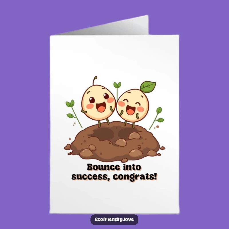 Free Printable Congrats Card: Bouncing Seeds Success, Garden Joy, Downloadable Cheers!