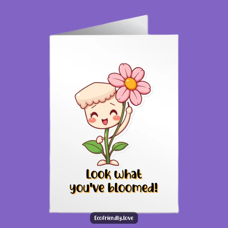 Free Printable Congrats Card: Blooming Flower Seedling, Downloadable Achievement Gift