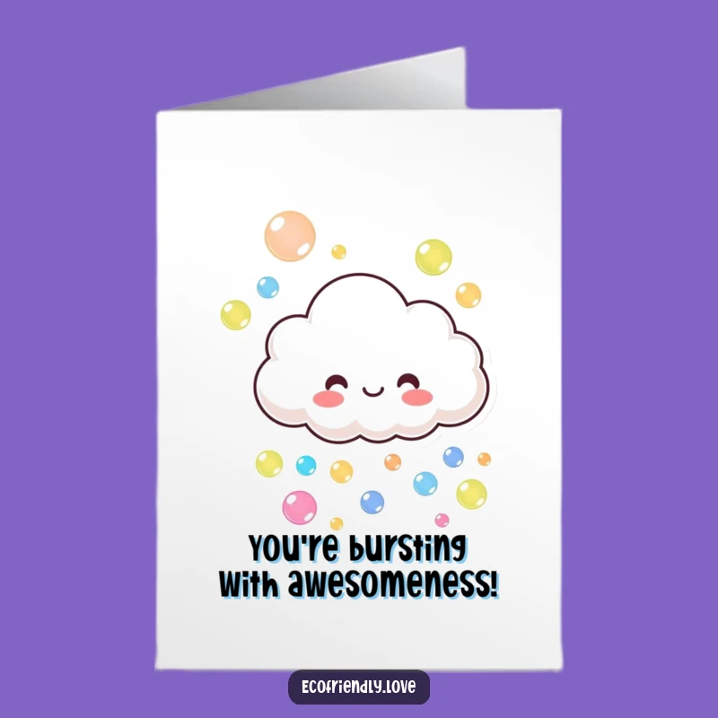 Free Printable Congrats Card: Bubble Cloud, Funny Downloadable Gift for Sparkling Achievements