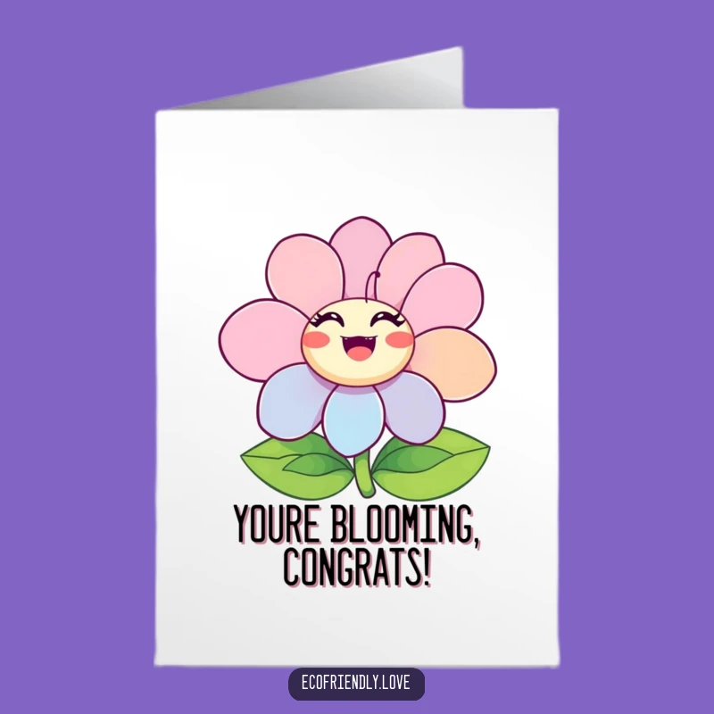 Free Printable Congrats Card: Ecstatic Flower Character Blooms Success