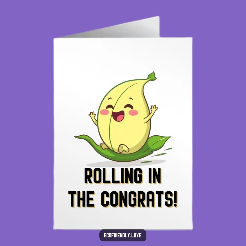 Free Printable Congratulations Card: Happy Leaf Rolling Downhill Funny Downloadable