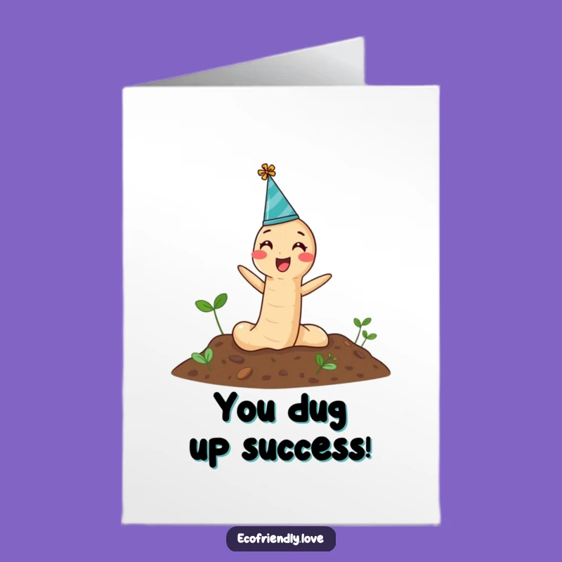 Free Printable Earthworm Congratulations Card: Party Worm Proclaims Hilarious Success