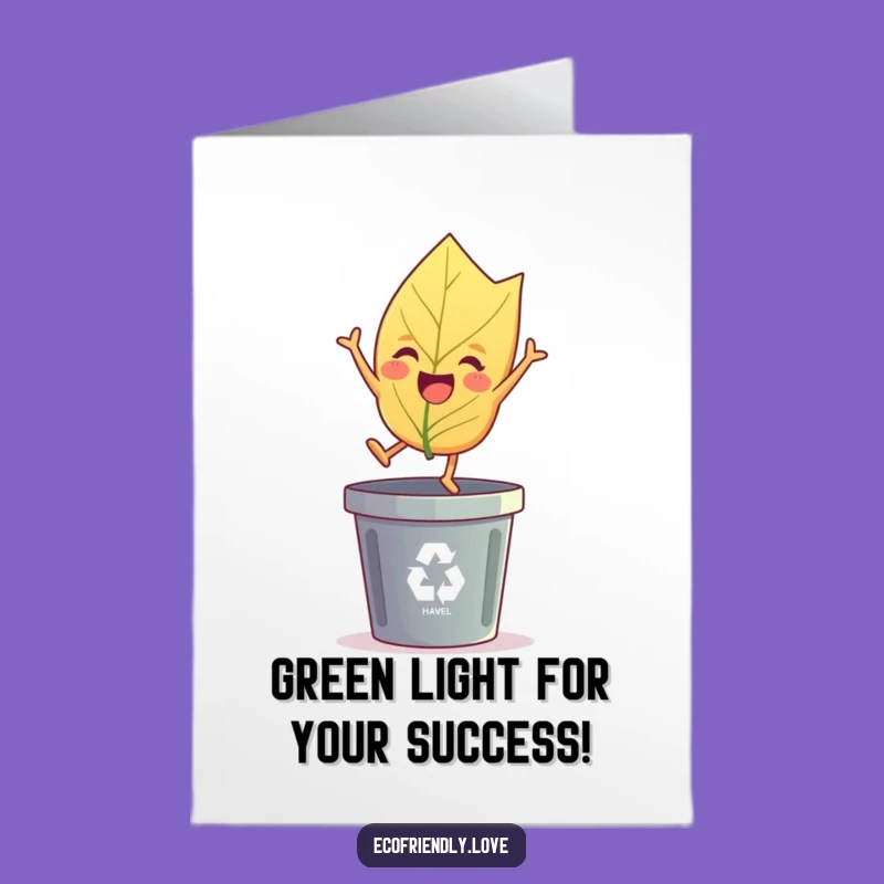 Free Printable Congrats Card: Eco-Leaf Jumping, Funny Downloadable Gift for Green Achievements