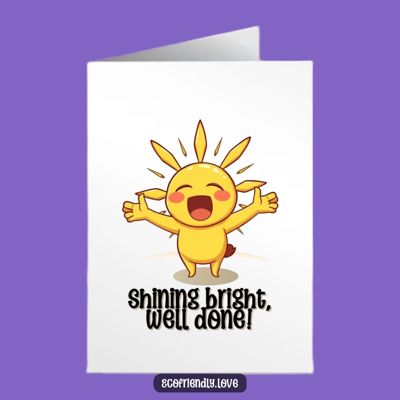 Free Printable Congrats Card: Sunny Yawn Character, Relaxed Achievement Downloadable Greeting