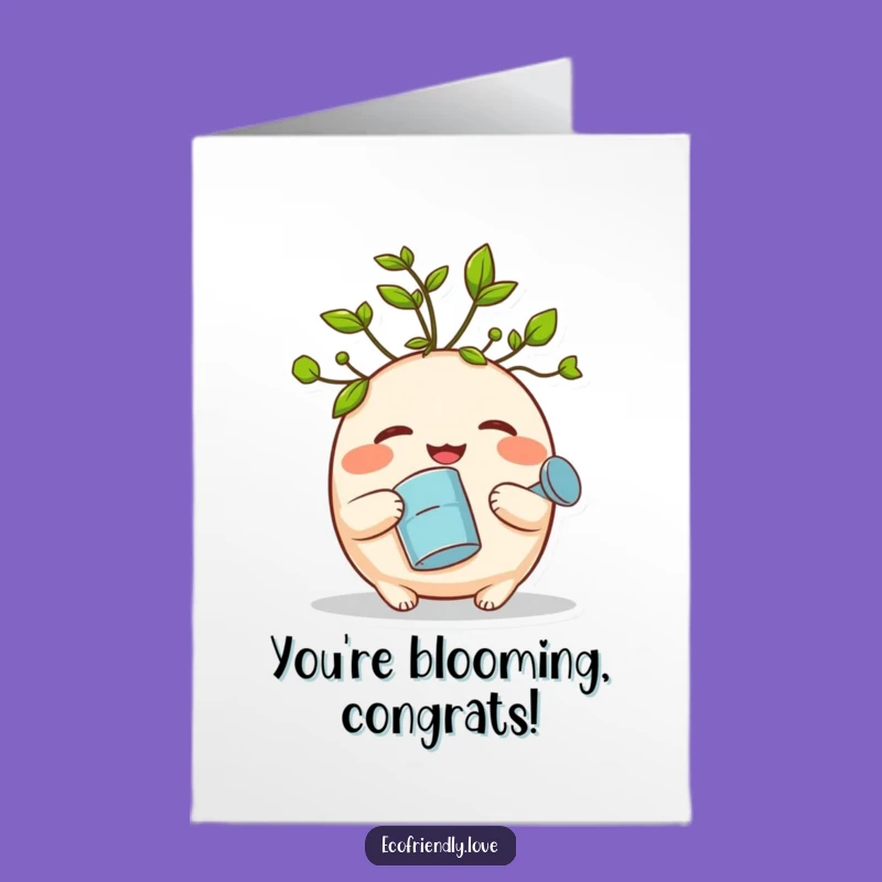 Free Printable Congrats Card: Giggling Sprout, Watering Success, Downloadable Joy!