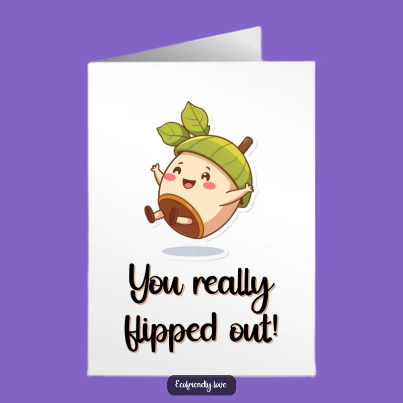 Free Printable Congrats Card: Acorn's Cartwheel Victory, Leafy Hat Downloadable