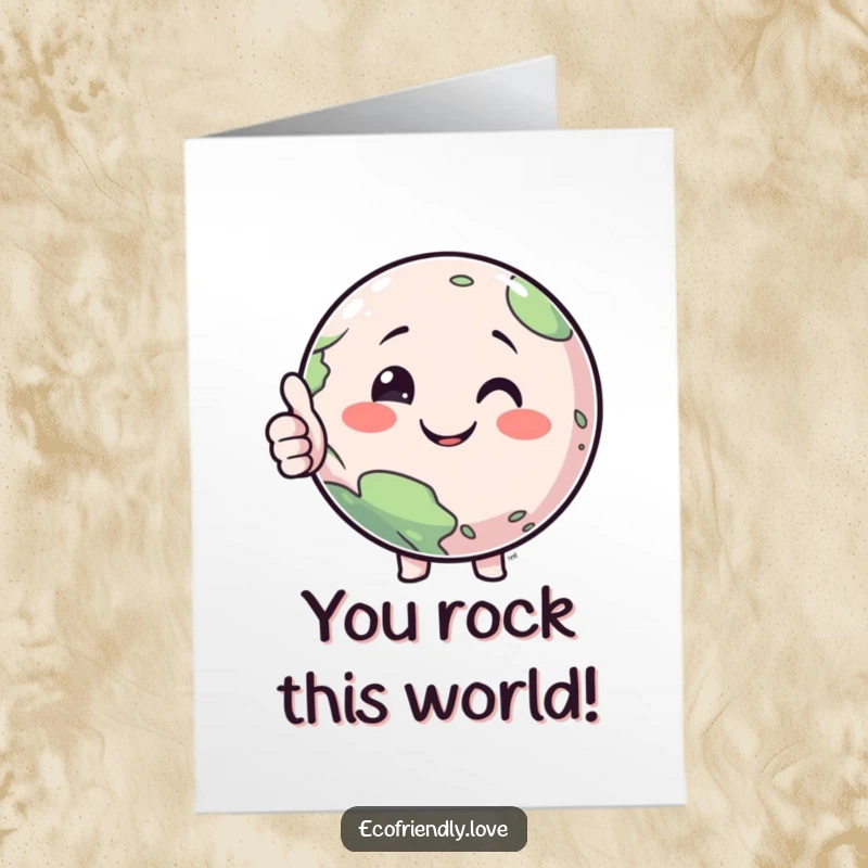 Funny Free Printable Congratulations Card: A happy planet character offering a big thumbs up to celebrate success, ready to download.
