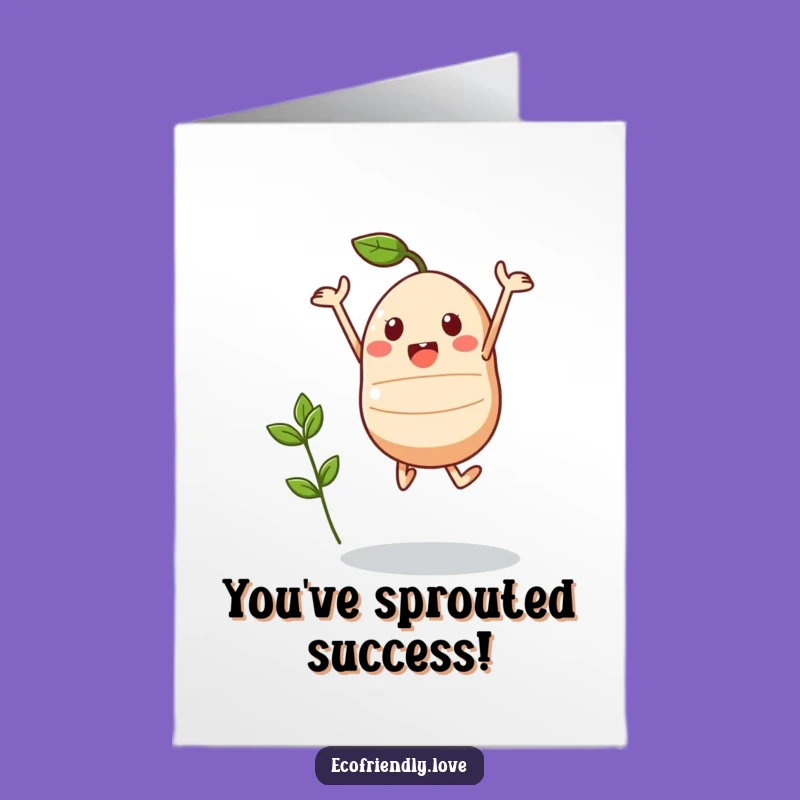 Free Printable Congratulations Seedling Card: Funny Kawaii Jump for a Thriving Downloadable