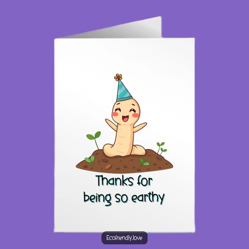 Free Printable Earthworm Thank You Card: Party Worm Expresses Hilarious Gratitude