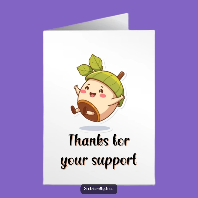Free Printable Thank You Card: Acorn's Cartwheel Thanks, Leaf Hat Downloadable
