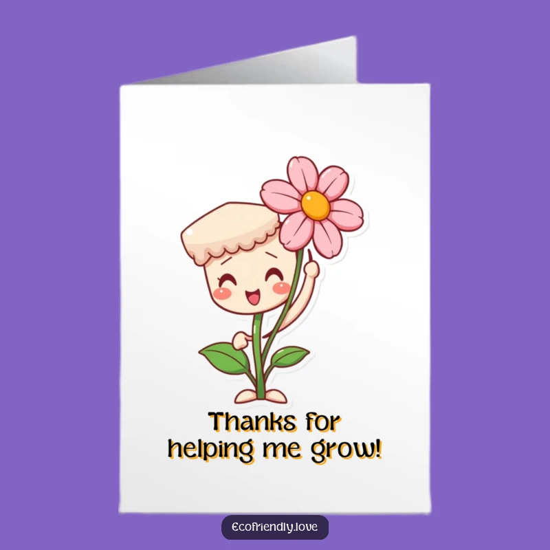 Free Printable Thank You Card: Blooming Flower Seedling, Instant Download Appreciation