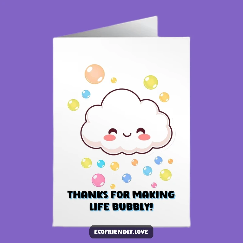 Free Printable Thank You Card: Bubble Cloud, Funny Downloadable Gift for Sweet Appreciation