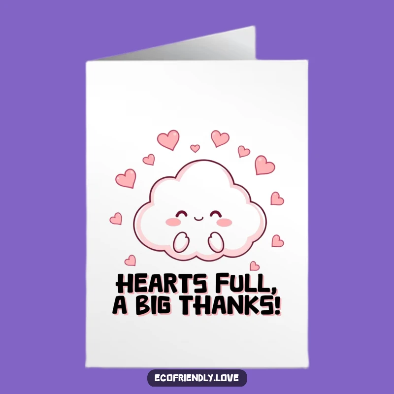 Free Printable Thank You Card: Funny Cloud Hearts - Downloadable & Print-at-Home